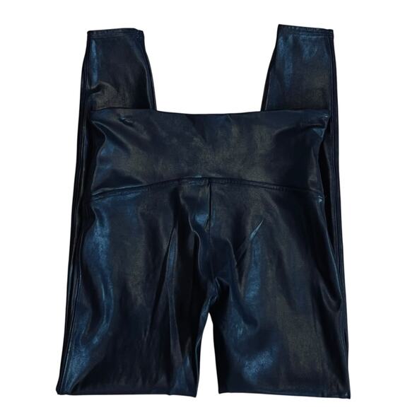 Spanx Women’s Sz XL Black Faux Leather High Rise Leggings Pull On Shaping - Picture 8 of 16